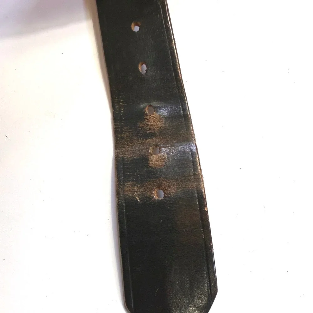 Brookfield Uniforms Mens Leather Belt Brown Silver Square Buckle  1.5in Sz 38